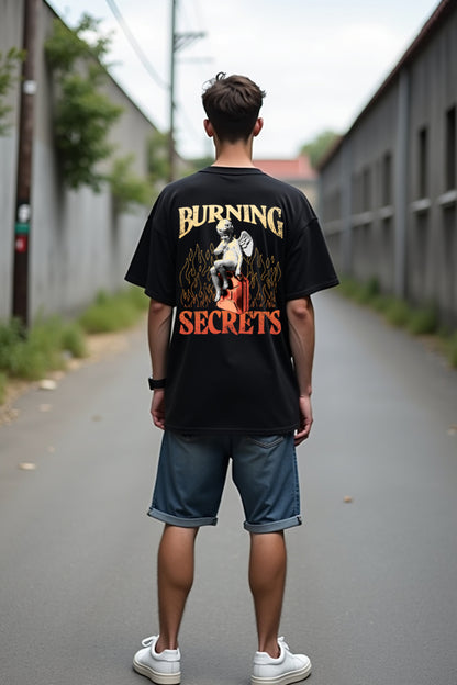 Burning Secret Design Oversize T-shirt for men